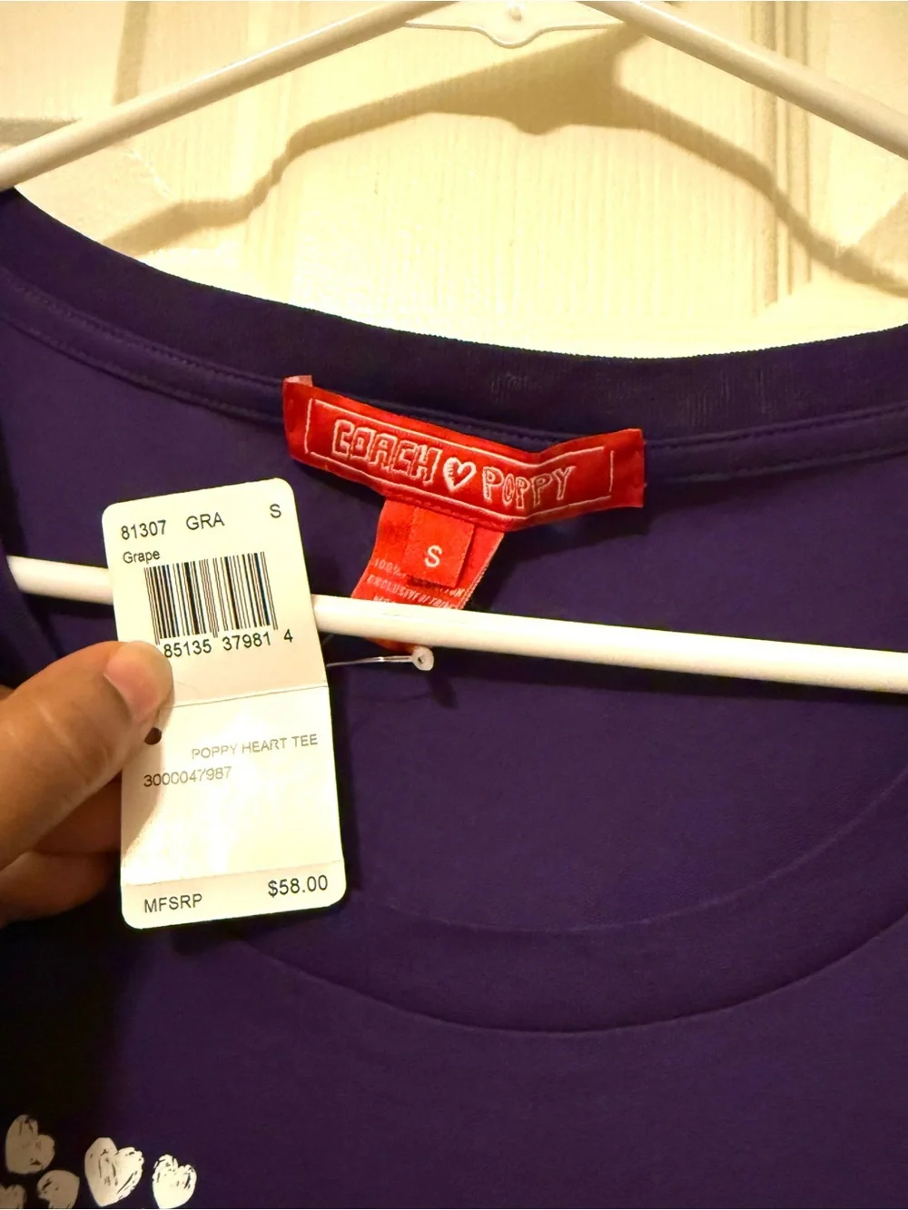 Coach Poppy Purple Heart Graphic Tee - Womens Short Sleeve Top